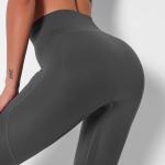 Knitted yoga pants, solid-color hip pockets for women's running pants