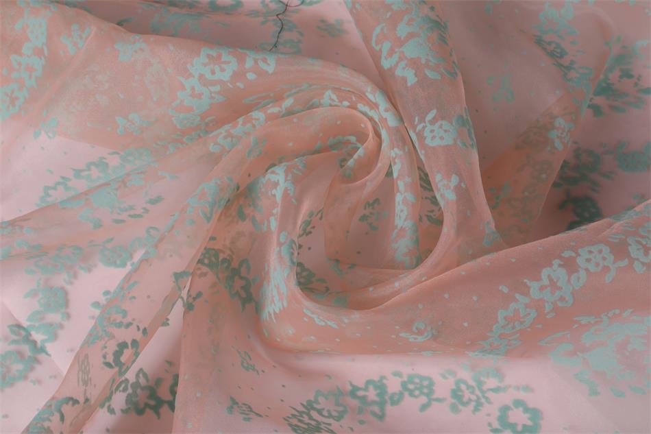 40gsm 56" Sublimation Printed Fabric 20d Poly Chiffon Material Organza Flocking Design
