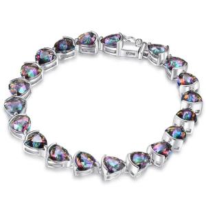 Wholesale Wholesale 925 Sterling Silver Trillion Cut Mystic Topaz Tennnis Bracelet from china suppliers