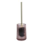 Pink Glass Bathroom Sets Pumpkin Shape Vertical Stripe Glass Lotion Dispenser