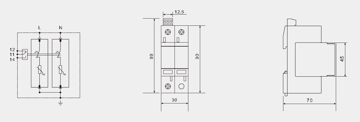 Lightning Arrester Class II Imax 40kA 2P 20-40kA DIN Rail Surge Protection Over Voltage SPD