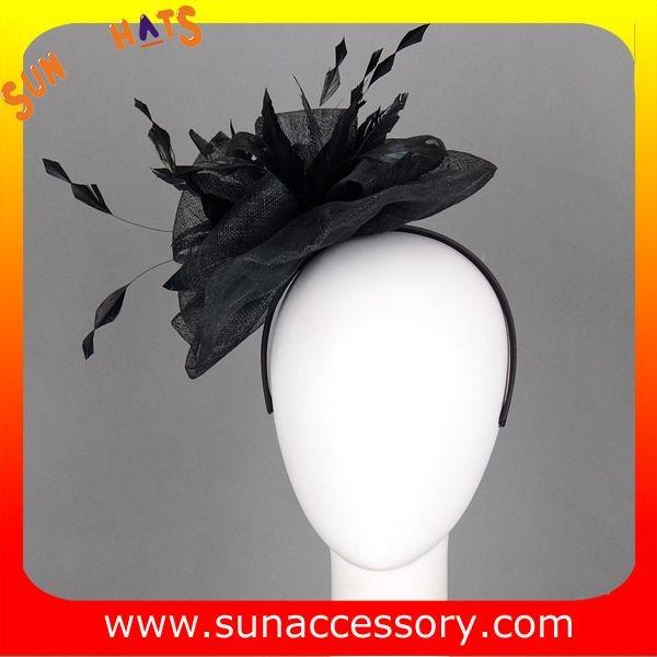 0921 hot sale fashion black sinamay fascinators hats and caps with feather,Fancy