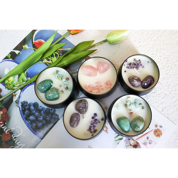 Gift Set 8.2x5.5cm Tin Scented Candles With Crystal Candle Lids