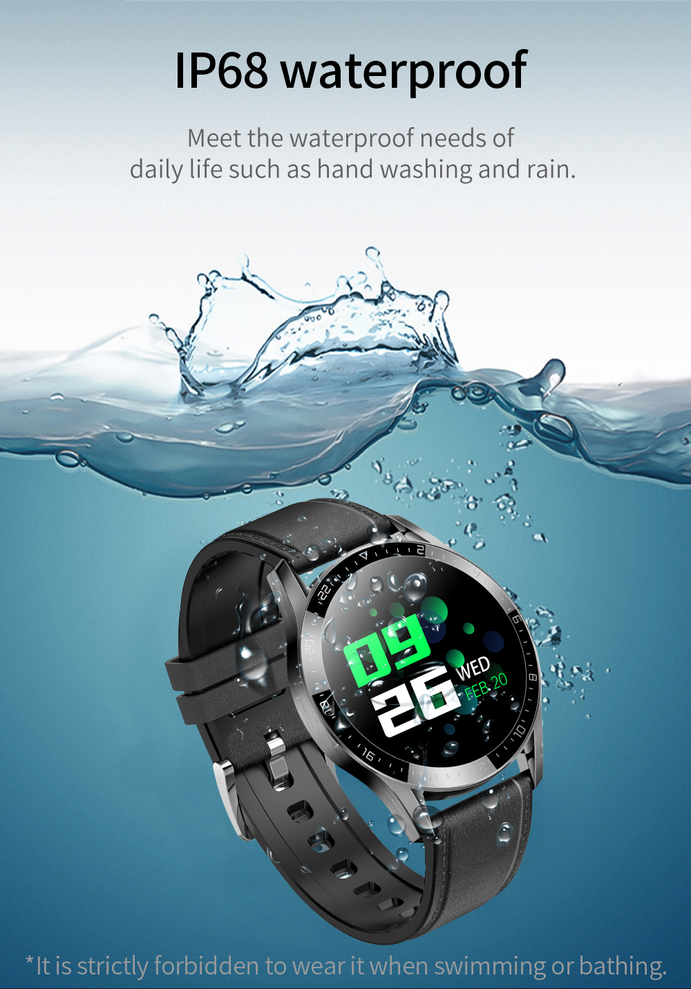 65G Bluetooth Calling Smartwatch 200mAH Health Monitoring Bracelet IP67 Waterproof Band