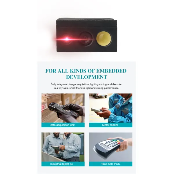 Small Embedded 2D Barcode Scanner with 1280*800 Image Sensor 50mm~750mm Depth of Field and 1.2m Drop Height