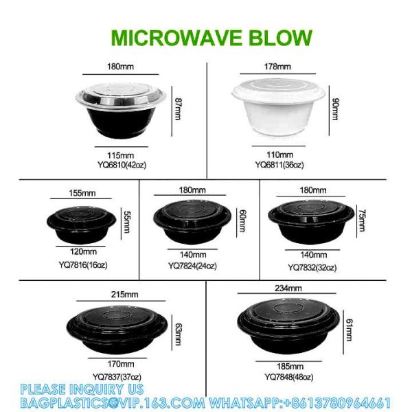 32oz BPA Free Disposable Plastic Food Container, Round With Dome Lid Takeaway Lunch Box