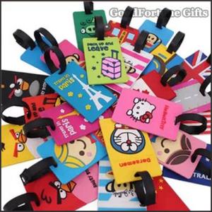 Wholesale Customed promotional Eco silicon cartoon pattern tavel luggage tag lable printed logo from china suppliers