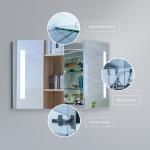 Waterproof Lighted Mirror With Medicine Cabinet Safety Easy Installation