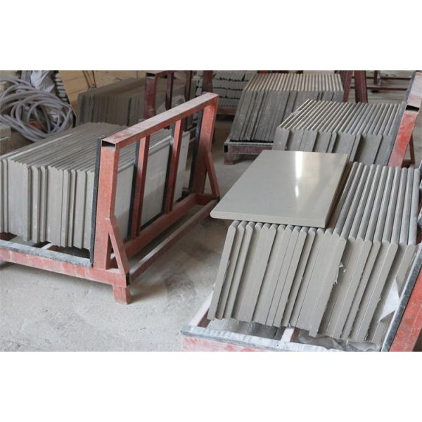 Grey Beautiful Spot Quartz Table Top , Solid Surface Kitchen Countertops Acid Resistant