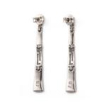 Retro Greek Key Curvy Silver Blue Fire Opal Dangle Earrings High Quality Jewelry