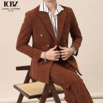 Weaving method woven Winter Thick Corduroy Italian Peaked Lapel Suit for Men's