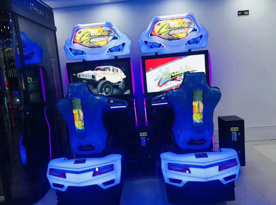 Coin Operated Connecting Dynamic Arcade Car Racing Machine With Wonderful Music