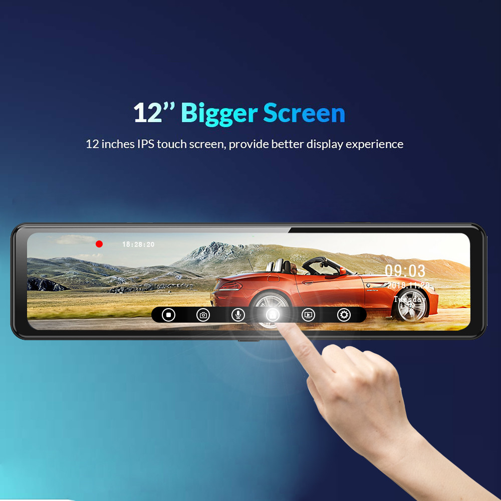 Android 8.1 4G Rearview Mirror 1080P Full Hd Car DVR Vehicle Blackbox 12 Inch Dual Lens