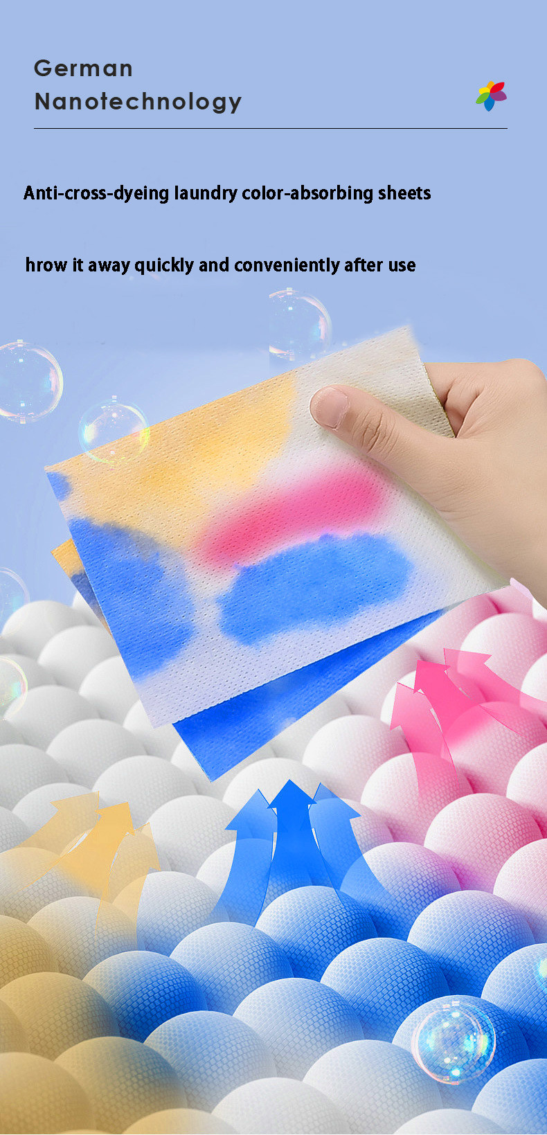 Anti Staining Sustainable Laundry Detergent Sheets Color Master For Mixed Washing Of Clothes