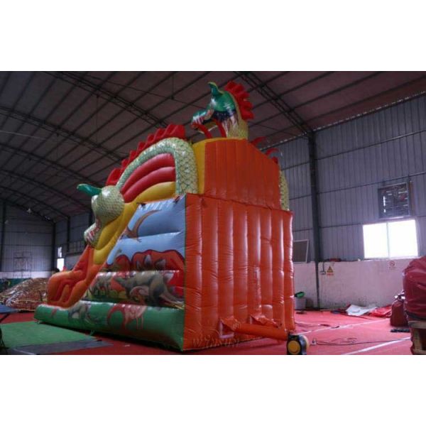 Red Dragon Pattern Big Inflatable Slide Customized Size CE Standard