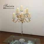 Hot sale 9 arms clear crystal votive candelabra for wedding table