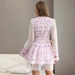 Polyester Embroidered Lace Dresses Breathable Long Sleeve Mesh Lace Dress