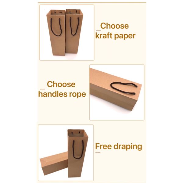 ISO SGS Nontoxic Wine Bottle Paper Bags CMYK Red Wine Paper Bag Wine Bottle Drawstringfabric Bag Packaging