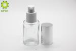 Round Shape Clear Glass Foundation Bottle 30ml Custom Service Acceptable