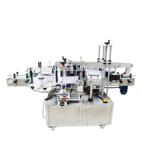 Desktop Double Sides Label Applicator for Square Bottles Automatic Flat Round Plastic Glass Bottle Sticker Machine with Conveyor