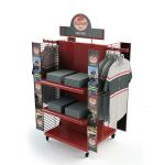 Three Sided Retail Clothing Rack Free Standing Metal Rack Backpack Display Rack