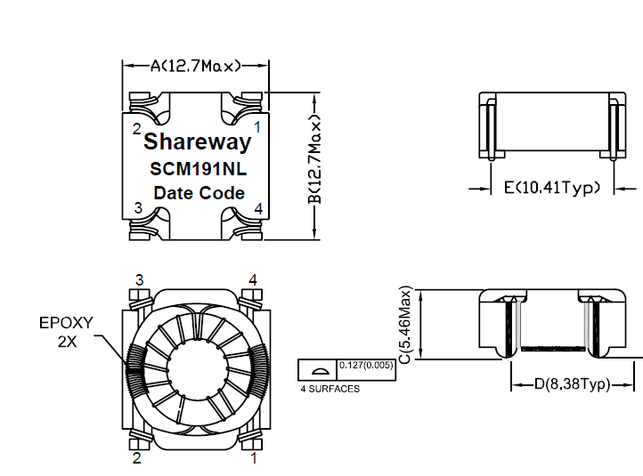 P0181NL Low Profile SMD Toroidal Common Mode Choke 190uH With High Rated Current, XF4767S16D