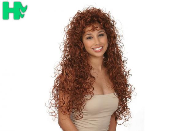Long Curly Synthetic Wigs With Blond Sexy Hightlights Wig , Synthetic Fiber Hair