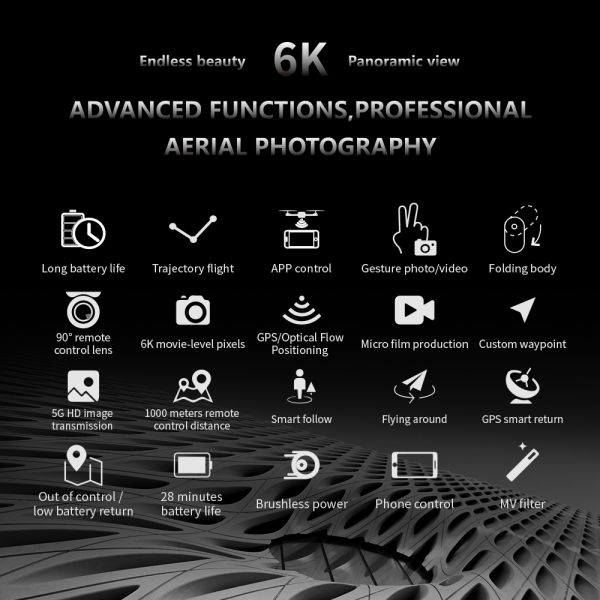 5G Wifi GPS Brushless Motor 6K HD Camera Long Ran Remote Control Small Drone Quadcopter Aerial Photography Security Protection
