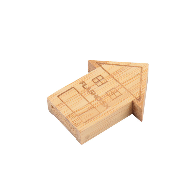 Custom Logo House shaped Wooden Usb Flash Drive with Natural Wood for Business Gifts