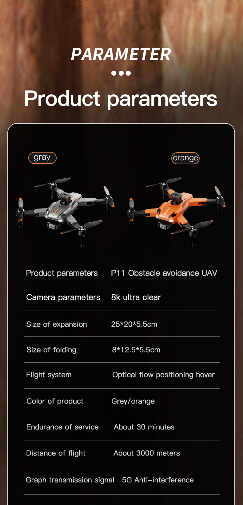 Professional P11max Wifi Drone 10-20min Maximum Flight Time Dual 8k HD Camera Obstacle Avoidance 60 Minutes Charging Time