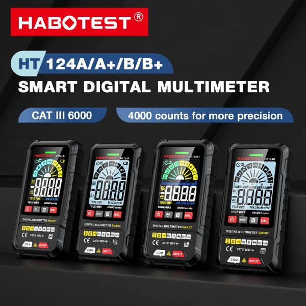 HT124 Digital Multimeter 4000 Counts Auto Range Voltage Tester Ohm Hz Capacitance True RMS AC DC DMM Multitester