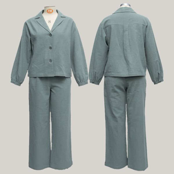 Linen Fabric Formal Stylish Womens Suits Slim Fit Two Pieces Stylish Loungewear Set