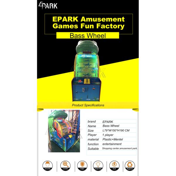 Attractive Bass Wheel Coin Operated Arcade Machines For Kids And Adult