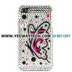 Butterfly Diamond Rhinestone Bling Hard Case for iPhone 4 iPhone 4S (Silver)