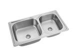 1 Hole Brushed Stainless Steel Double Bowl Sink