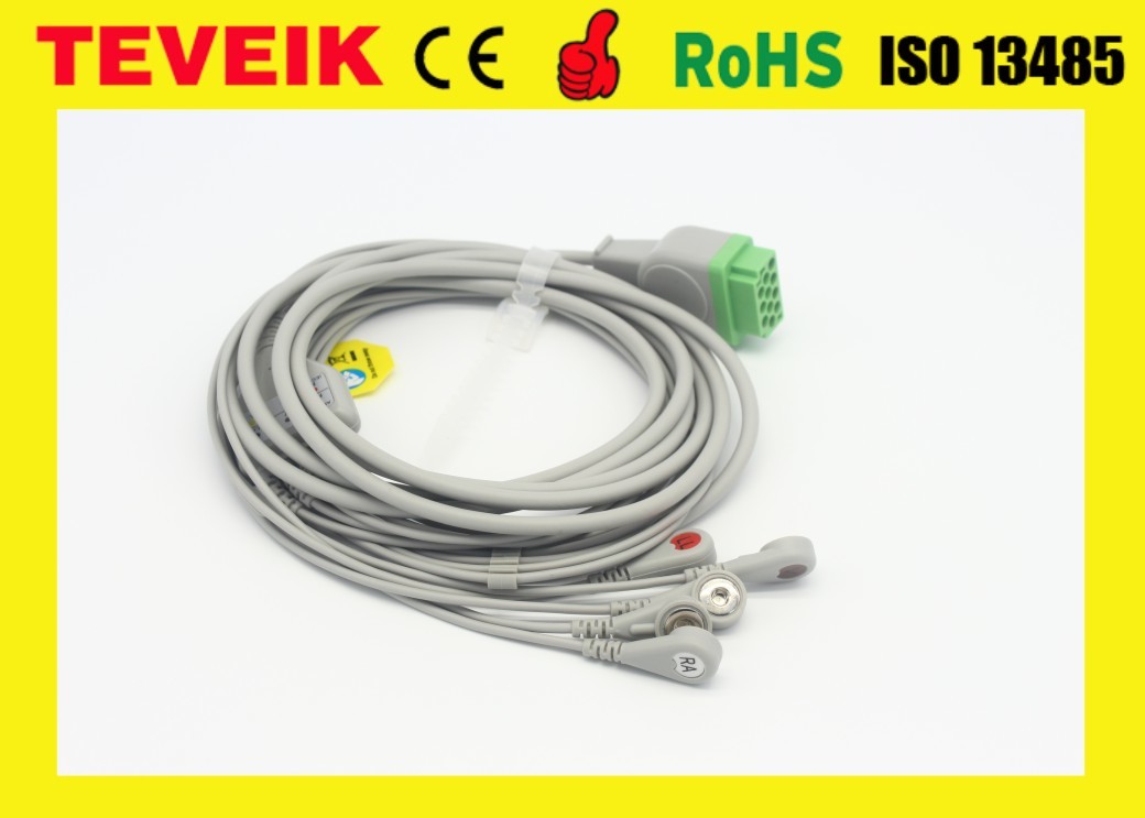 Factory Price Medical Reusable One Piece GE Marquette 5 leads ECG Cable For Dash 4000 Patient Monitor
