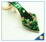 Rhinestone High Heeled Shoes Connecting Metal Key Chain Metal Charm Pendant