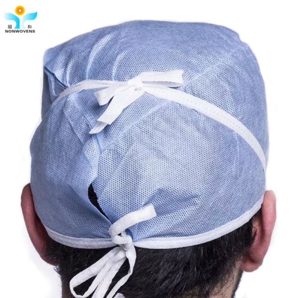 Surgical Disposable Hair Net Cap Spunlace Polypropylene Fabric Tie On