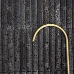 Black Color Curve Fluted Limestone Mosaic Tile Decoration Bathroom Backsplash