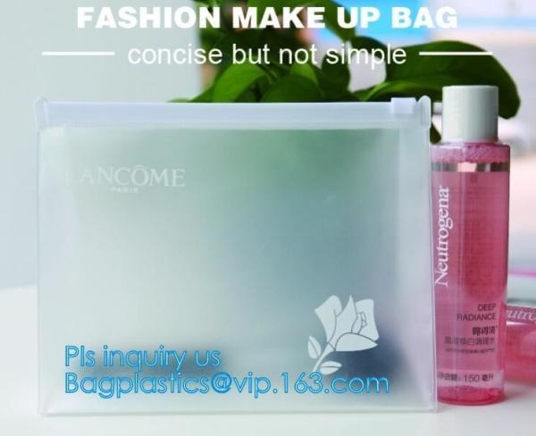 Eco-friendly Red Clear Slider Zipper PVC Cosmetic Make Up Bikini Bag, pvc zipper