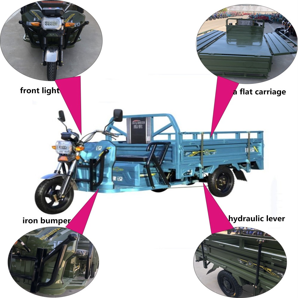 1000w Big Wheel Frame 800kg Electric Cargo Tricycle