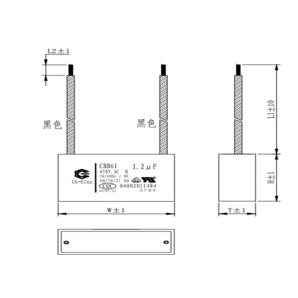 1.2mfd CBB61 450V Air Conditioner Fan Capacitor Replacement 50 / 60Hz
