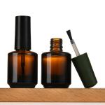 2025 Empty 8ml 15ml Brown Glass Round Nail Polish Bottles With Cap and Fan Brush
