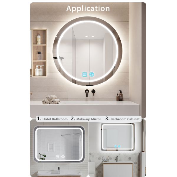 Installation Type Paste PET Material Bathroom Smart Mirror with Anti-Fog Film