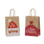 Reusable Christmas Kraft Paper Packaging Bags With Handles Offset Printing