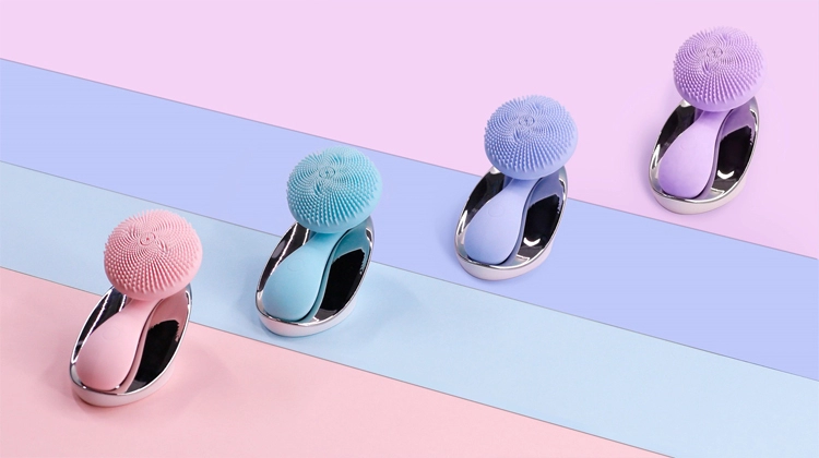 Custom 2 In 1 Silicone Cleansing Brush Chargable Silicone Sonic Face Brush