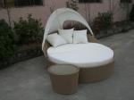 Beach Dark Brown Wicker Daybed , Aluminium Frame Wicker Oval Bed