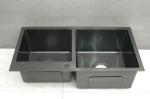 Modern Standard Black Composite Stainless Steel Sink Two Bowl