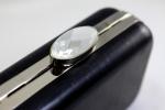 20.5cm Acrylic Closure Silver Oval Box Clutch Frames With Silk Print Logo