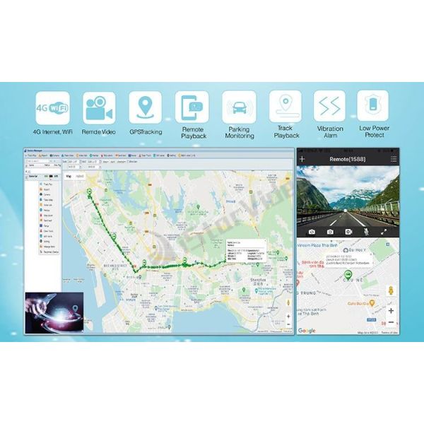 Live View 4G LTE Dash Cam 24h Remote Monitor With GPS Track 256GB SD